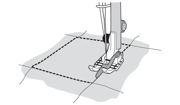 Piedino Husqvarna trasparente con guida centrale STITCH IN DITCH