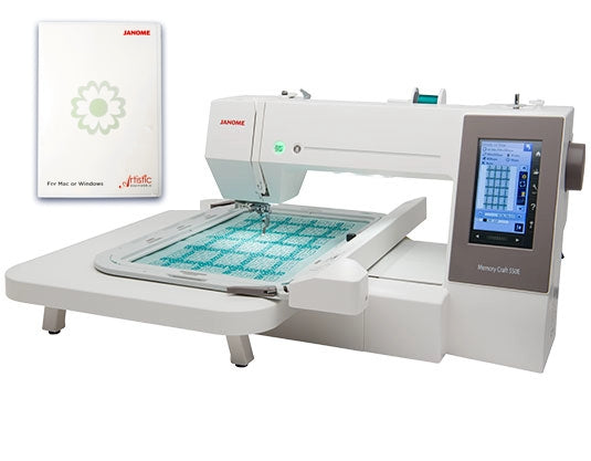 Janome Memory Craft 550E Macchina per ricamare con 4 telai inclusi, superficie di ricamo da 360 x 200 mm