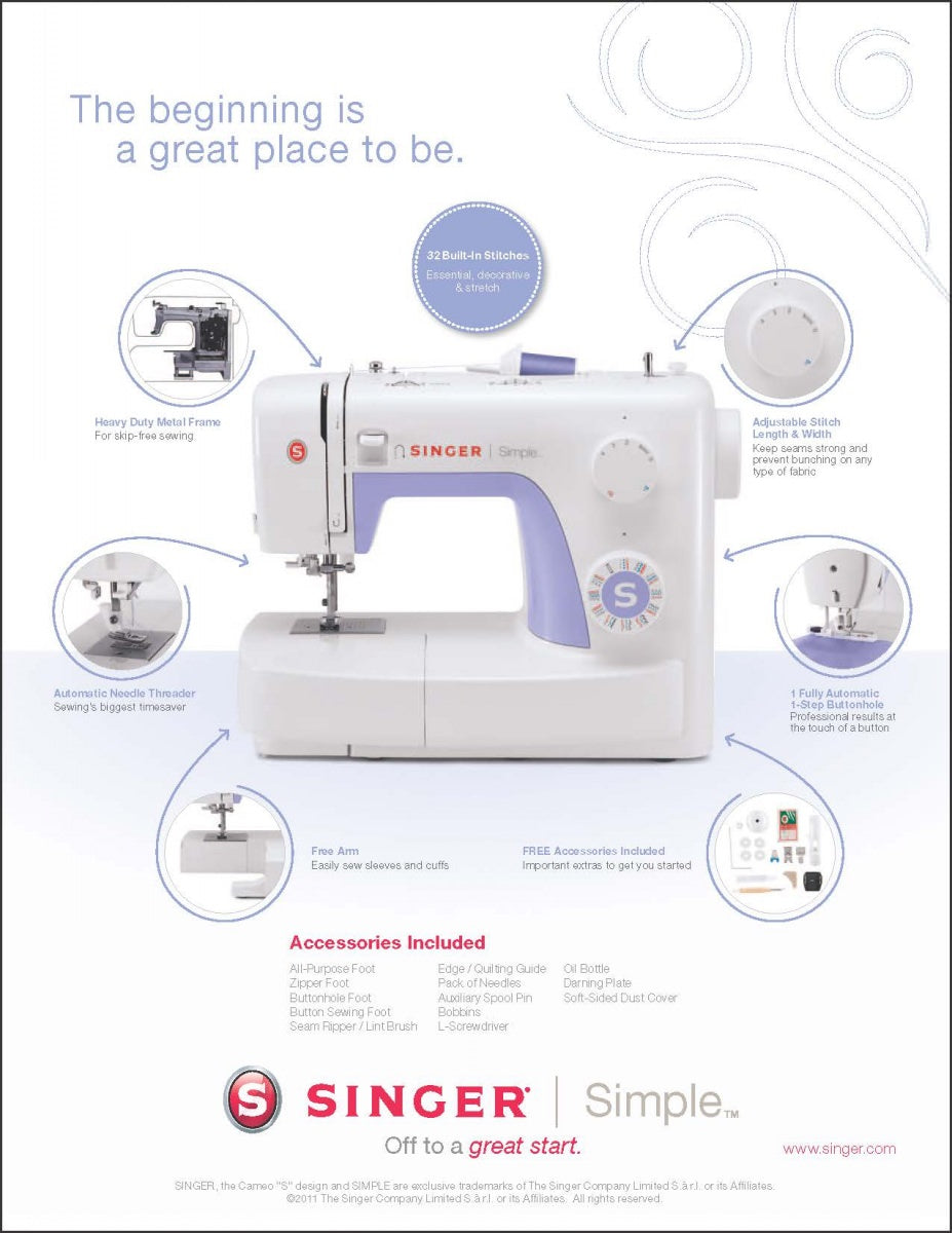 Singer Simple 3232 con piedino tagliacuci e 5 anni di garanzia