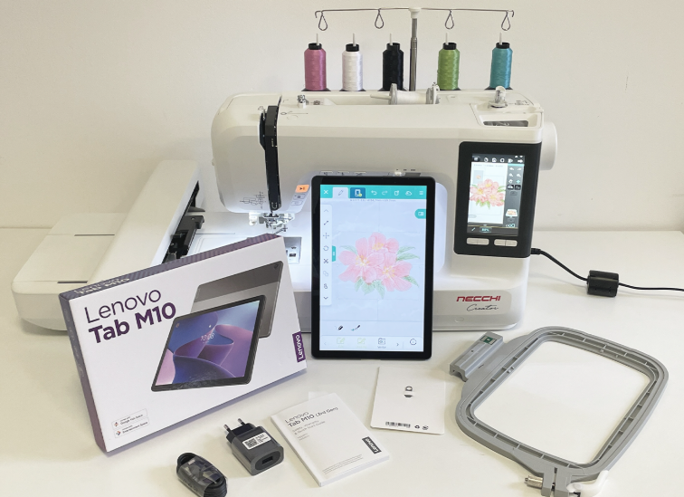 Macchina per cucire e ricamare Necchi Creator C2000 con Tablet Lenovo e software Creative