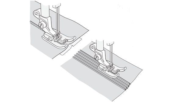 Piedino Husqvarna per nervature a 5 scanalature con piastrina