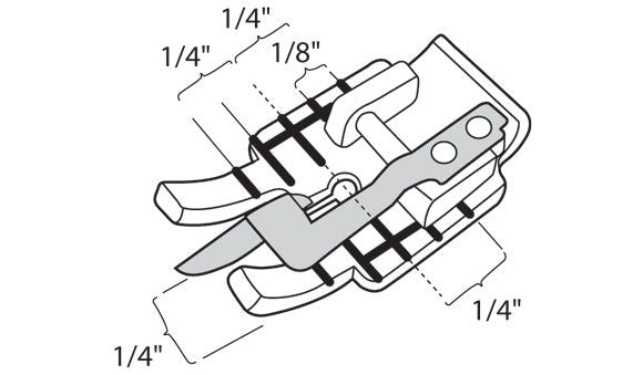 Piedino Husqvarna trasparente con guida centrale STITCH IN DITCH