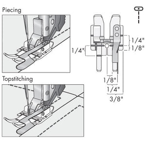 Piedino Pfaff trasparente con guida a destra a 6mm con idt