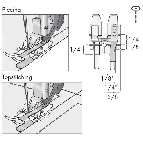 Piedino Pfaff trasparente con guida a destra a 6mm con idt