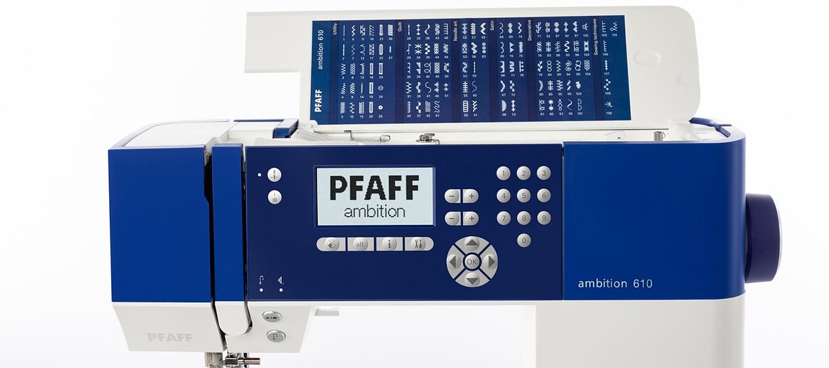 macchina per cucire elettronica Pfaff Ambition 610 con 5 anni di garanzia e paino allungabase omaggio - Cucireonline