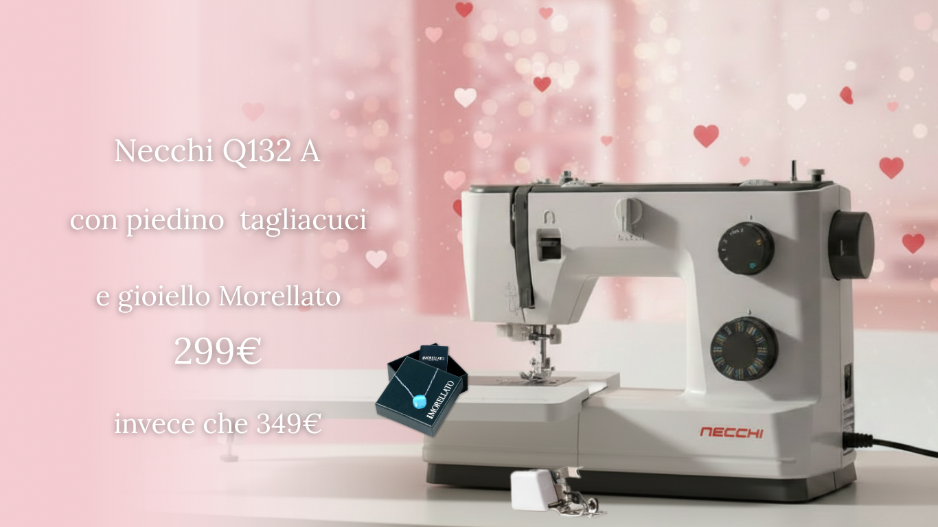 Macchina per cucire Necchi Q132 A con piedino tagliacuci e tavolo allungabase, gioiello Morellato, 5 anni di garanzia - Cucireonline