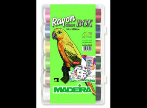 BOX CON 18 FILATI DA RICAMO CONFEZIONE AGHI CD RICAMI RAYON MADEIRA ART. 8043