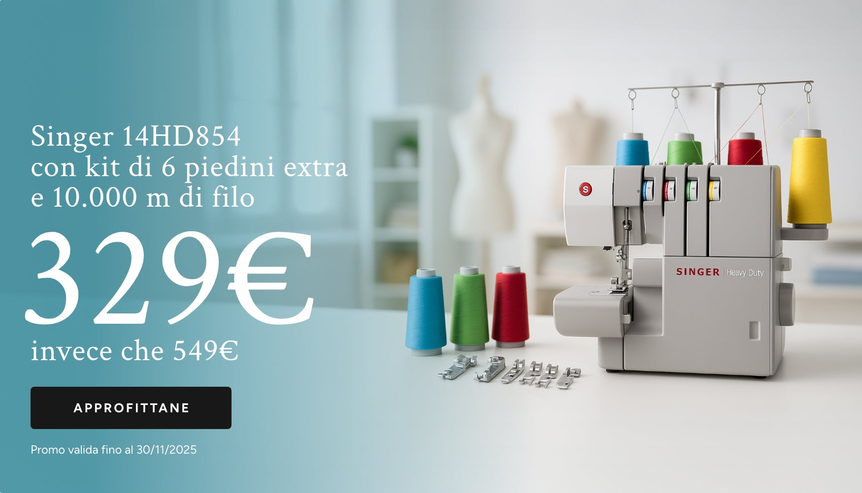 COUPE-MONTURE SURJET PROFESSIONNEL À USAGE INTENSIF SINGER 14HD854 Garantie de 5 ans avec kit de 6 pieds supplémentaires + 10 000 mètres de fil gratuit